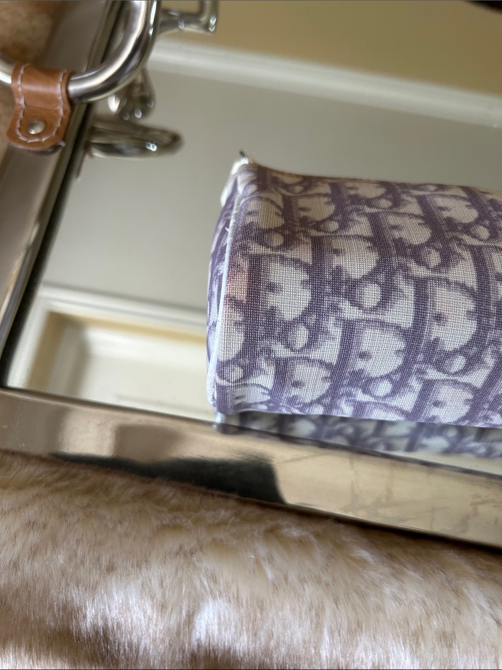 Dior Lavender Oblique Canvas Cosmetic Pouch with White '1' Appliqué ..Callouts - Picture 6 of 15